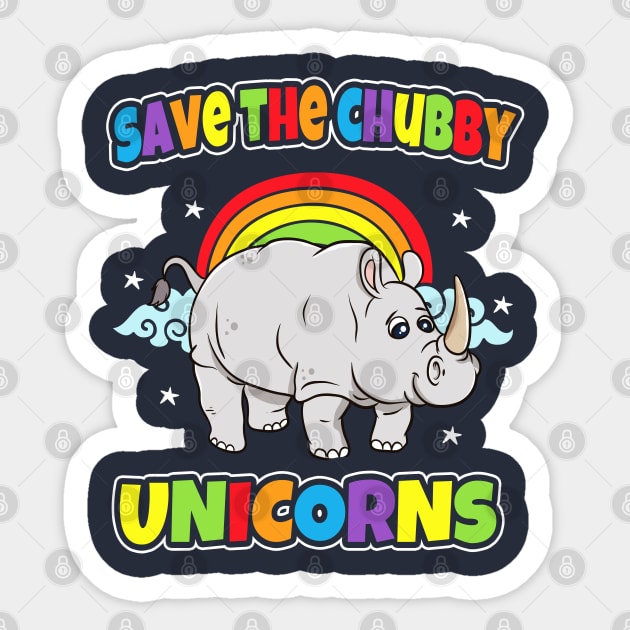 Rhino Save The Chubby Unicorns Rhinoceros Sticker by E